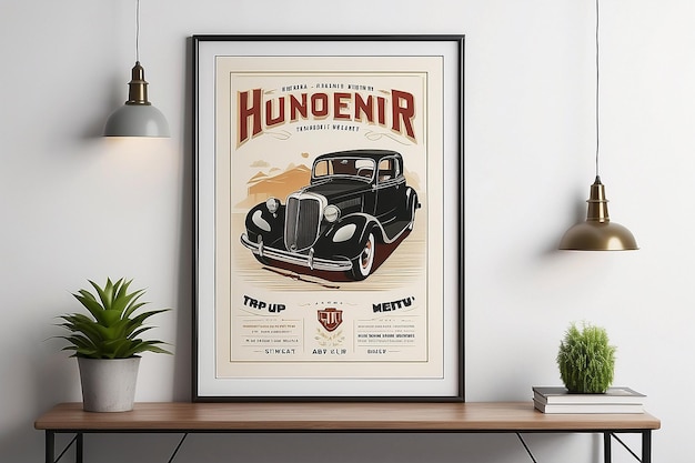 Tijdloze aantrekkingskracht Retro Poster Frame Mockup op witte achtergrond