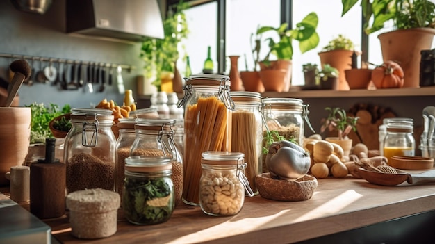 Tijdloze elegantie in de keuken Houten accenten Moderne ontwerpen en culinaire essenties