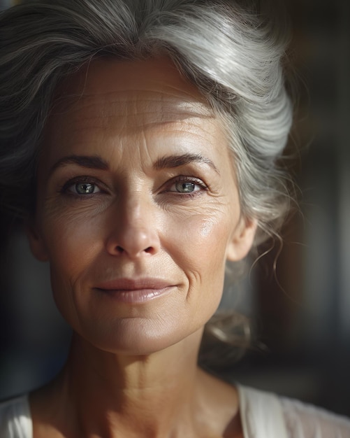 Tijdloze schoonheid Boeiend portret van een volwassen vrouw