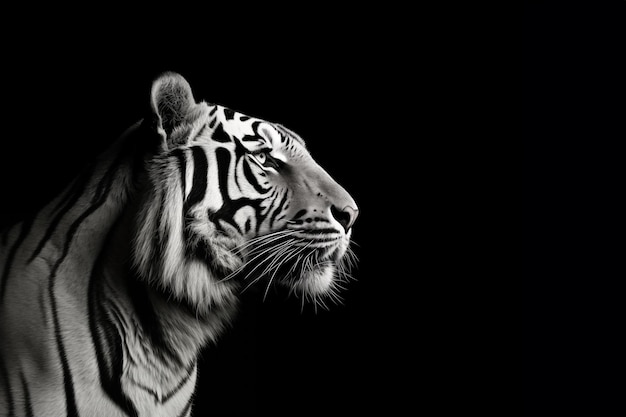 Tijger in zwart-wit Monochrome Side Portrait