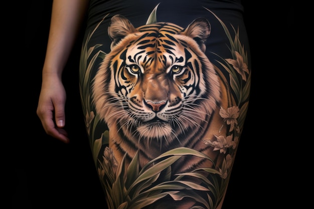 tijger tatoeage op het menselijk lichaam