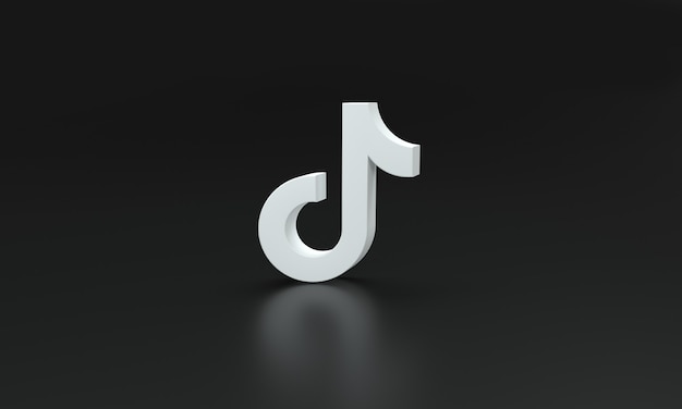 Logo tik tok su sfondo nero. rappresentazione 3d.