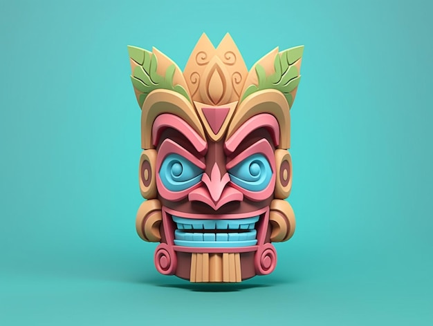 Foto tiki-masker met pastelkleur ai gegenereerd