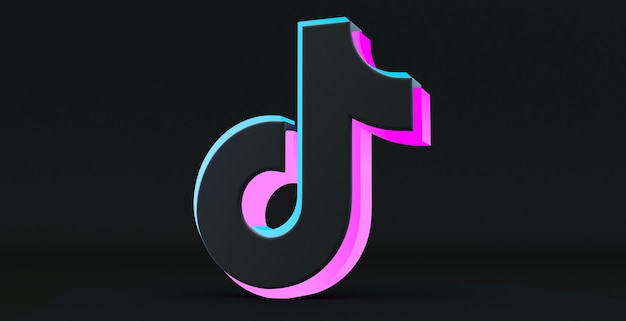 TikTok app icon isolated on a black background, Social media network for video