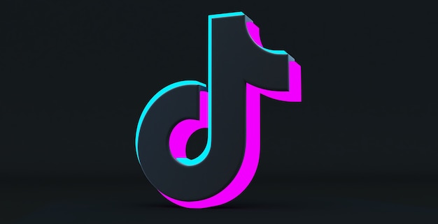 Photo tiktok app icon isolated on a black background, social media network for video