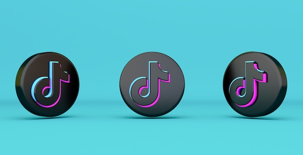 TikTok app icon isolated on blue, Social media network for video