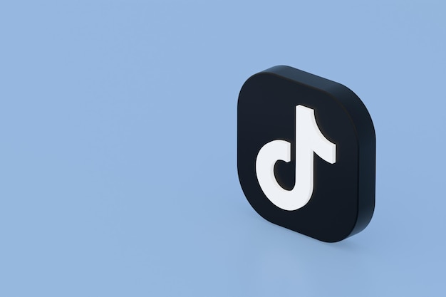 Tiktok applicatie logo 3D-rendering op blauwe achtergrond