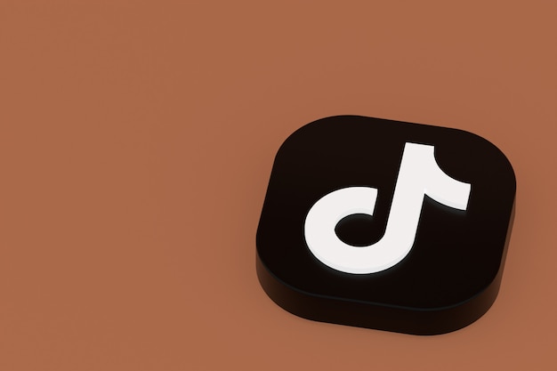 Tiktok applicatie logo 3D-rendering op bruine achtergrond