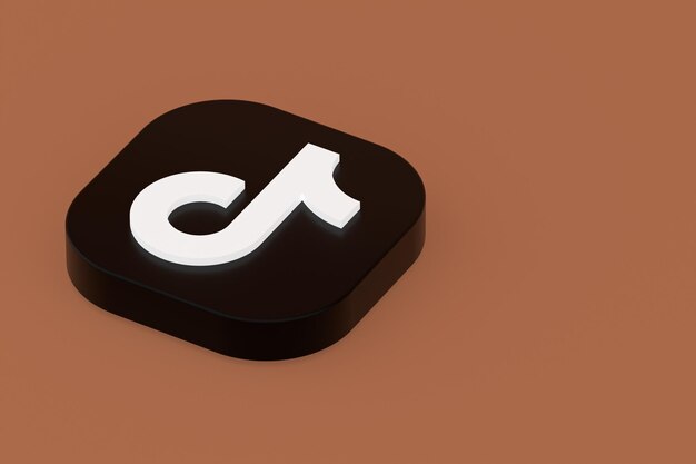 Tiktok applicatie logo 3D-rendering op bruine achtergrond