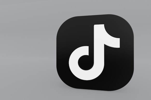 Tiktok applicatie logo 3D-rendering op een grijze achtergrond