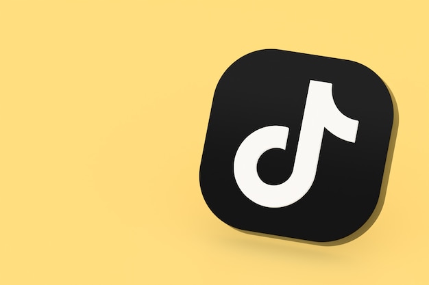 Tiktok applicatie logo 3D-rendering op gele achtergrond