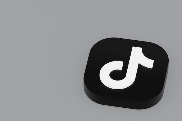 Tiktok applicatie logo 3D-rendering op grijze achtergrond