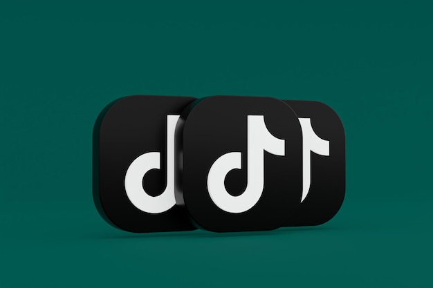 Tiktok applicatie logo 3D-rendering op groene achtergrond