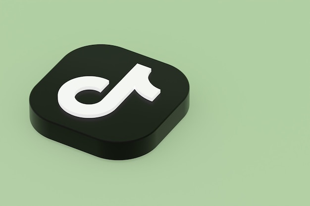 Tiktok applicatie logo 3d-rendering op groene achtergrond