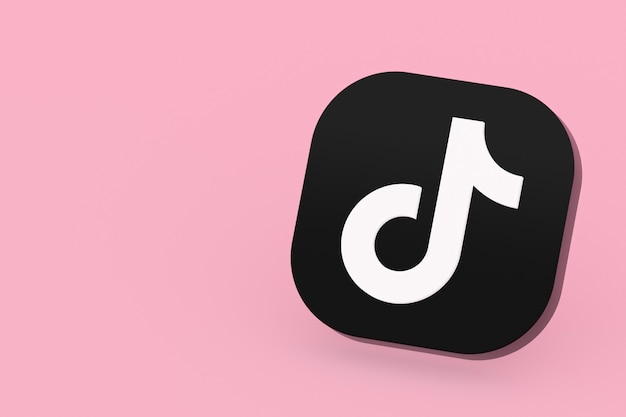 Tiktok applicatie logo 3D-rendering op roze achtergrond