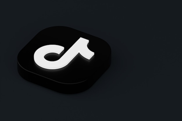 Tiktok application logo 3d rendering on Black background