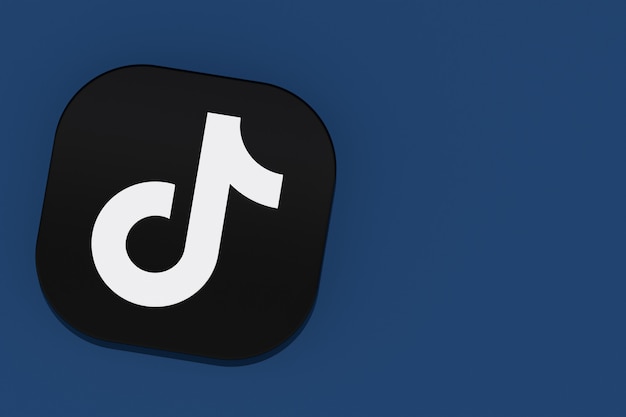 Tiktok application logo 3d rendering on blue background