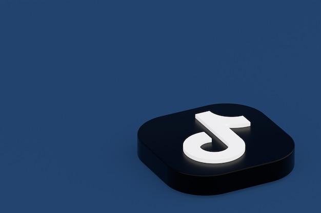 青の背景にTiktokアプリケーションのロゴの3Dレンダリング