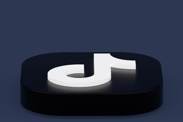 Tiktok application logo 3d rendering on blue background