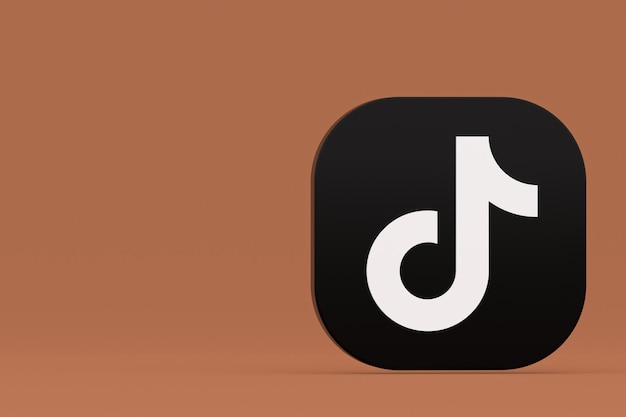 Tiktok application logo 3d rendering on brown background