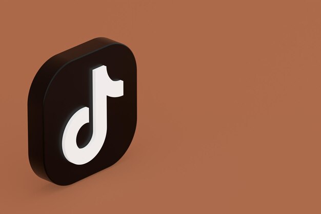 Tiktok application logo 3d rendering on brown background