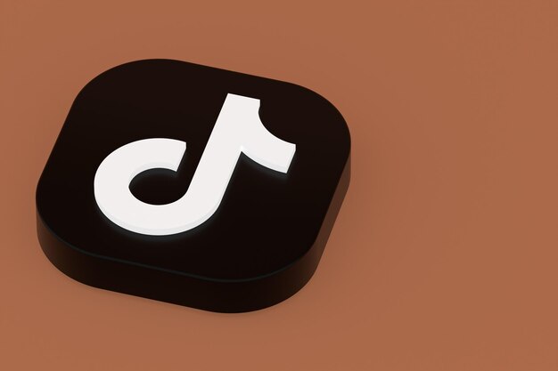 Tiktok application logo 3d rendering on brown background