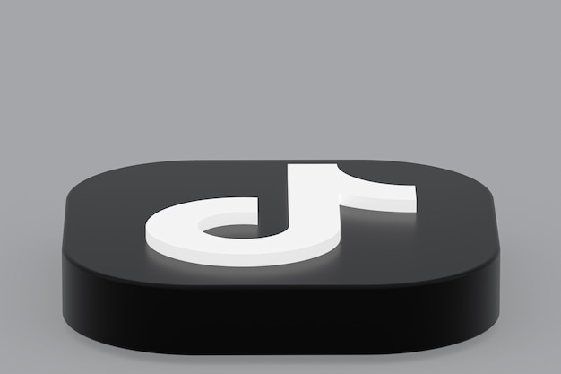 Tiktok application logo 3d rendering on gray background