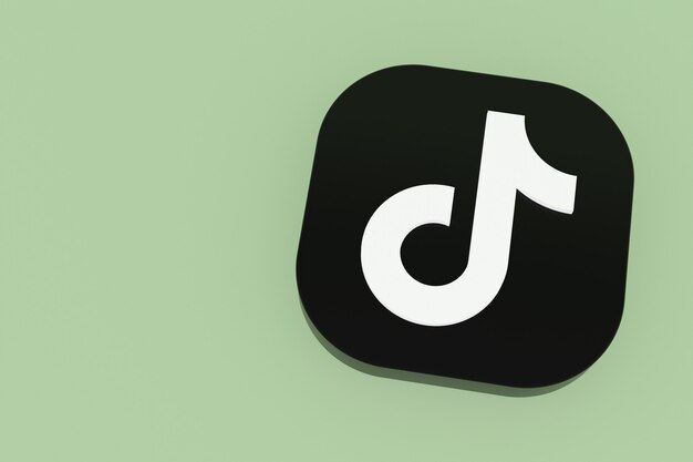 Tiktok application logo 3d rendering on green background