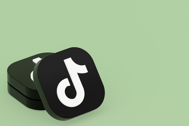 Tiktok application logo 3d rendering on green background