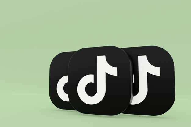 Tiktok application logo 3d rendering on green background