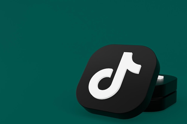 Tiktok application logo 3d rendering on green background