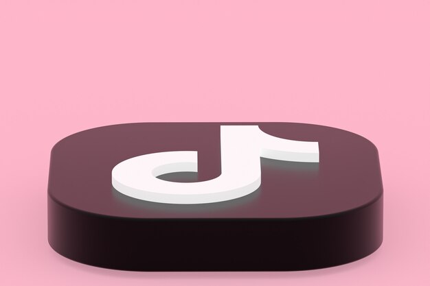 Tiktok application logo 3d rendering on pink background