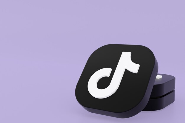 Tiktok application logo 3d rendering on Purple background