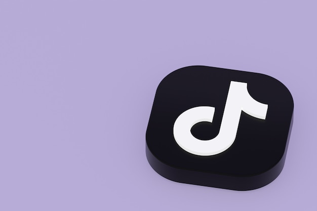 3d-рендеринг логотипа приложения Tiktok на фиолетовом фоне