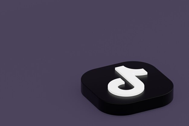 Tiktok application logo 3d rendering on Purple background