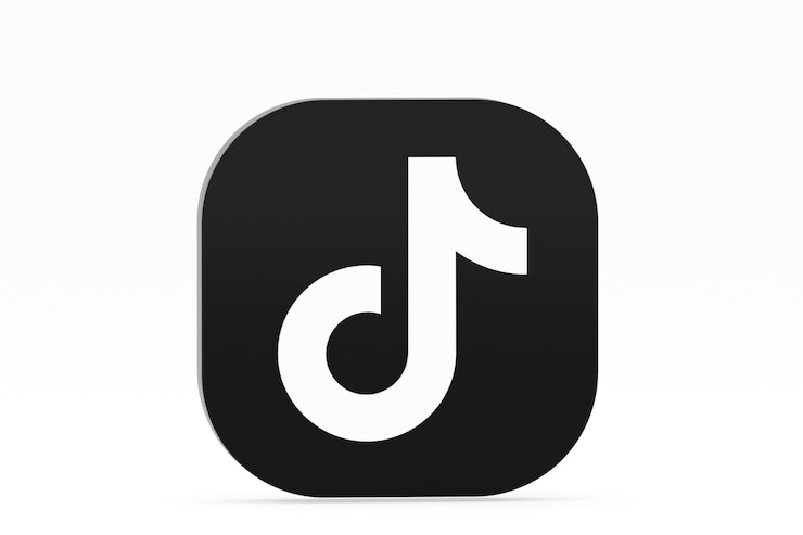 Photo tiktok application logo 3d rendering on white background