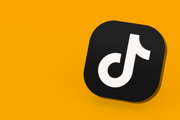 Tiktok application logo 3d rendering on yellow background