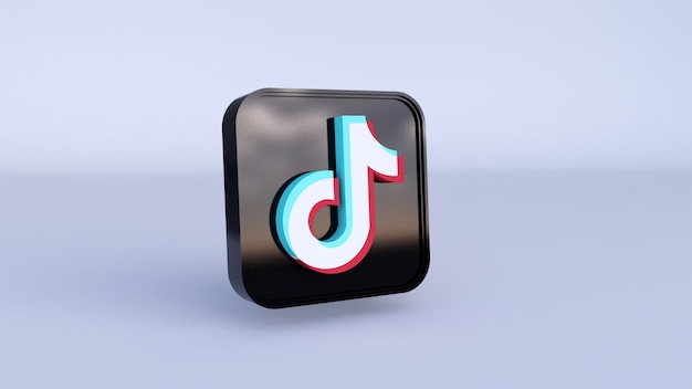 Tiktok button icon 3d rendering with copy space