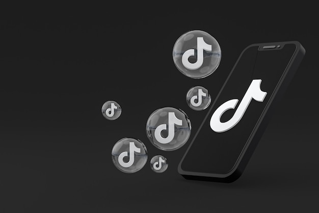 Tiktok icon on screen mobile phone 3d render