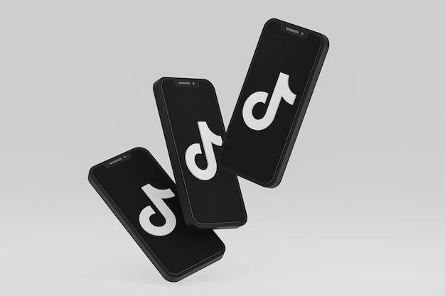 Tiktok icon on screen mobile phones 3d render