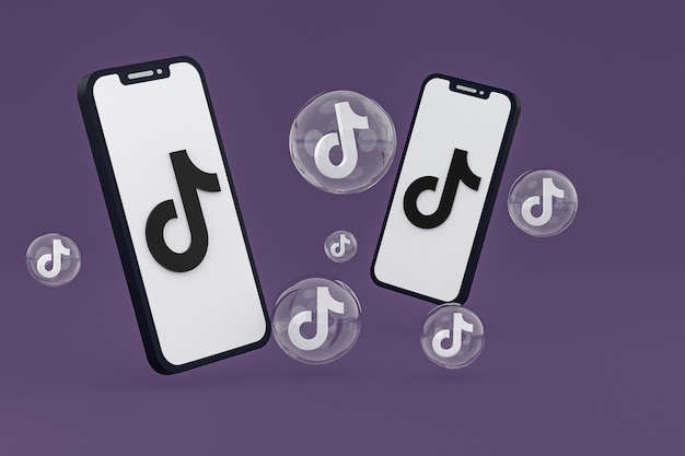 Tiktok icon on screen mobile phones 3d render