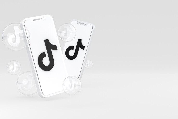 Photo tiktok icon on screen smartphone or mobile phone 3d render on gray background