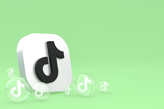 Tiktok icon on screen smartphone or mobile phone 3d render on green background