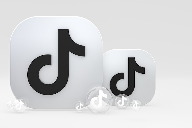 Tiktok icon on screen smartphone or mobile phone 3d render on white background