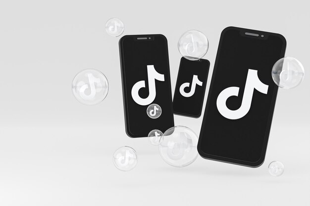 Tiktok icon on screen smartphone or mobile phone 3d render