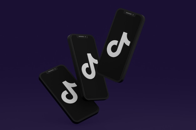 Tiktok icon on screen smartphone or mobile phone 3d render