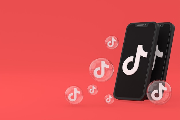 Tiktok icon on screen smartphone or mobile phone 3d render