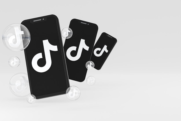 Tiktok icon on screen smartphone or mobile phone 3d render