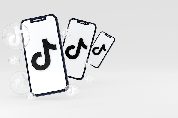 Tiktok icon on screen smartphone or mobile phone 3d render