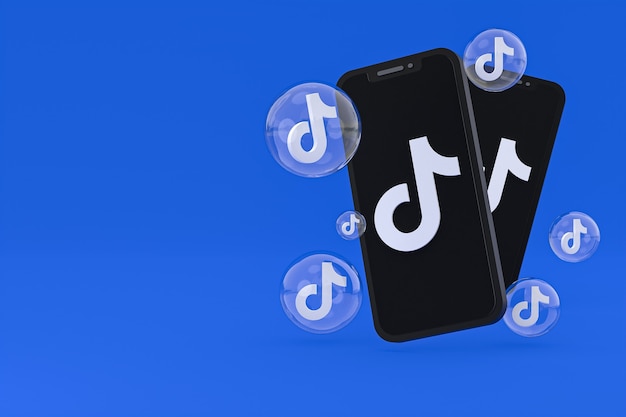 Tiktok icon on screen smartphone or mobile phone 3d render